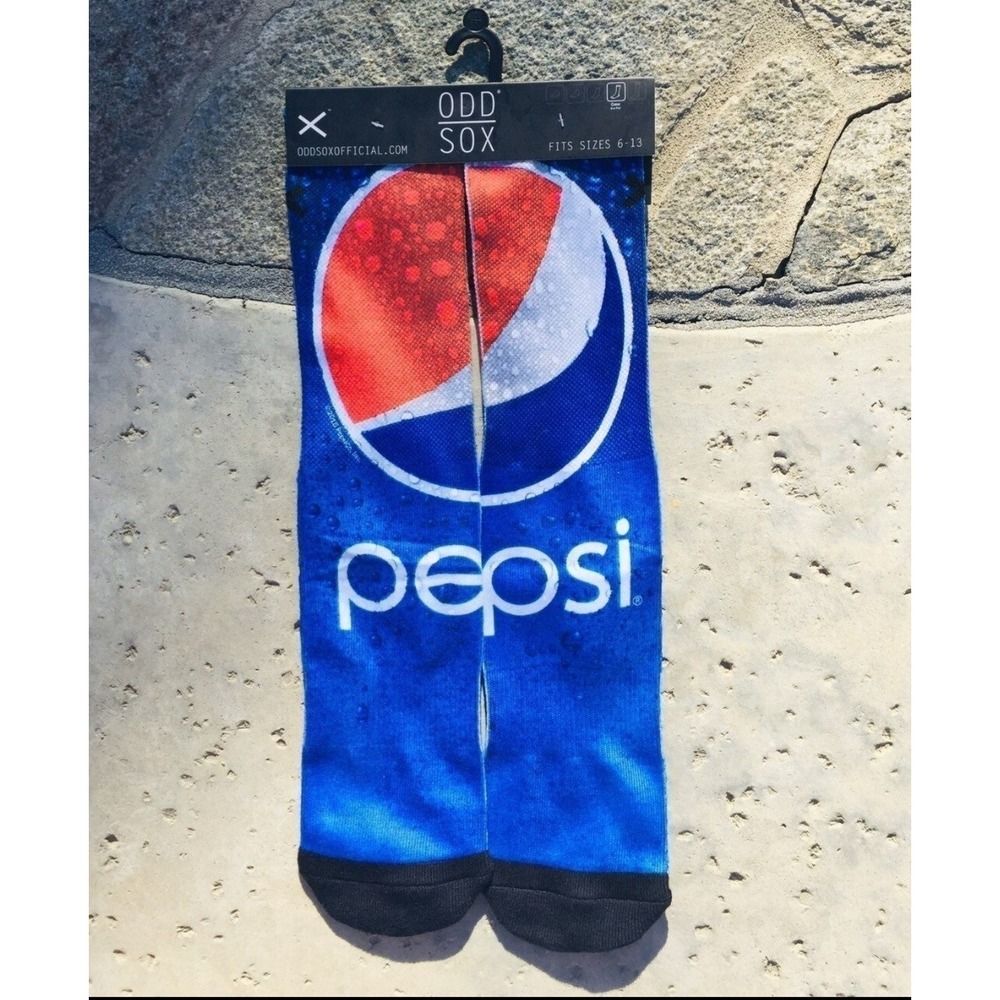 Odd Sox Pepsi Cola Graphic Crew Socks Blue White Red Novelty OSSUMPEPS Mens 6-13